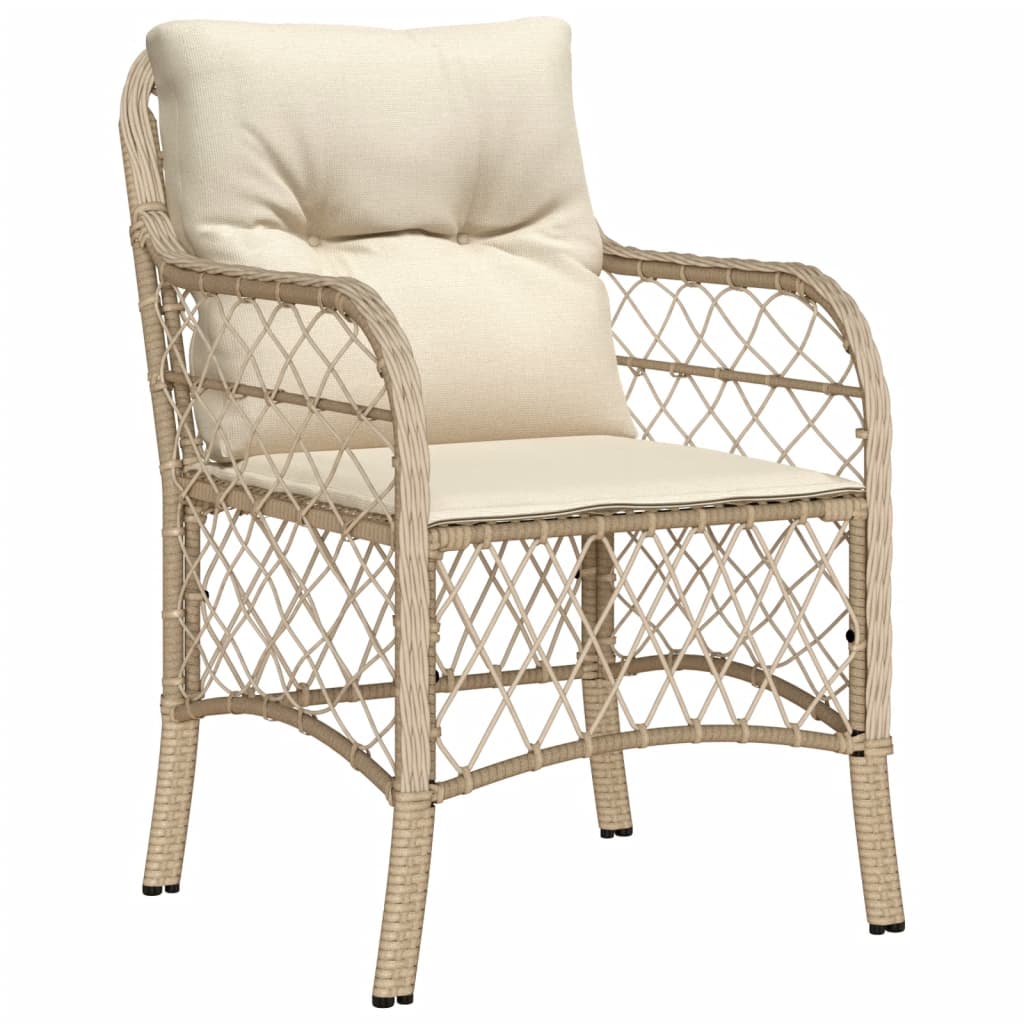 vidaXL Patio Chairs with Cushions 2 pcs Beige Poly Rattan