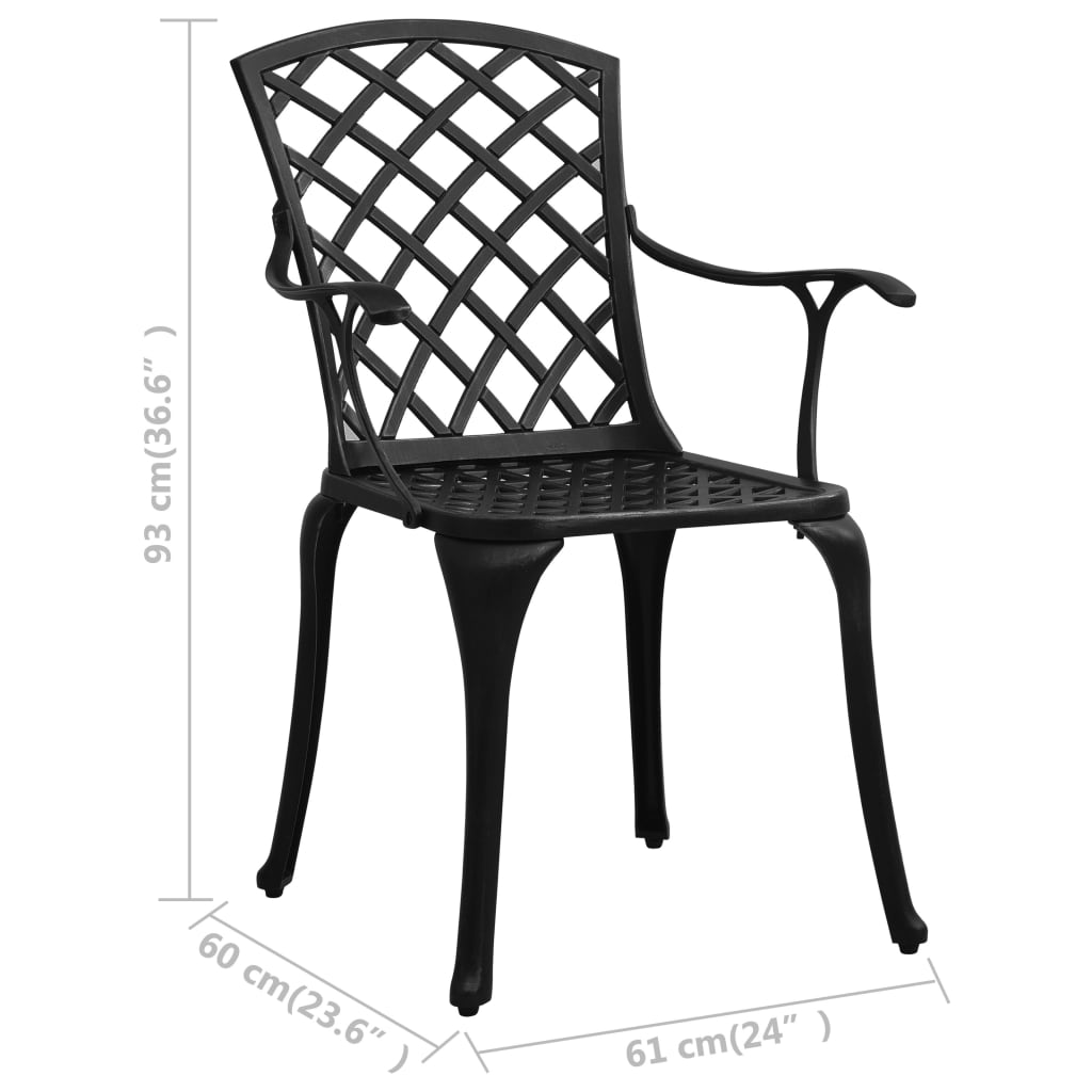 vidaXL 3 Piece Bistro Set Cast Aluminum Black