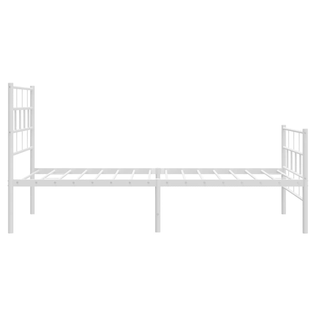 vidaXL Metal Bed Frame without Mattress with Footboard White 39.4"x74.8"