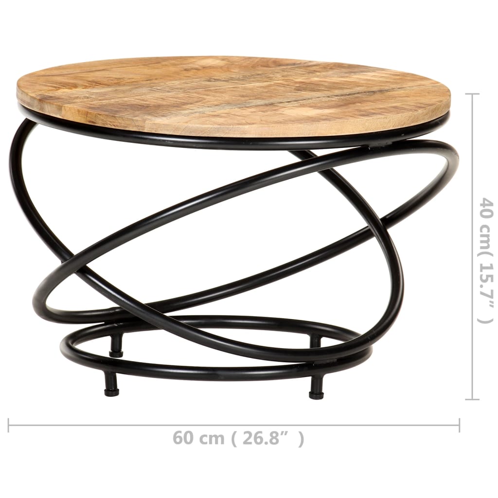 vidaXL Coffee Table Black 23.6"x23.6"x15.7" Solid Rough Mango Wood