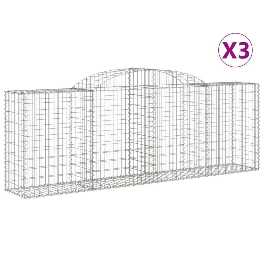 vidaXL Arched Gabion Baskets 3 pcs 118.1"x19.7"x39.4"/47.2" Galvanized Iron