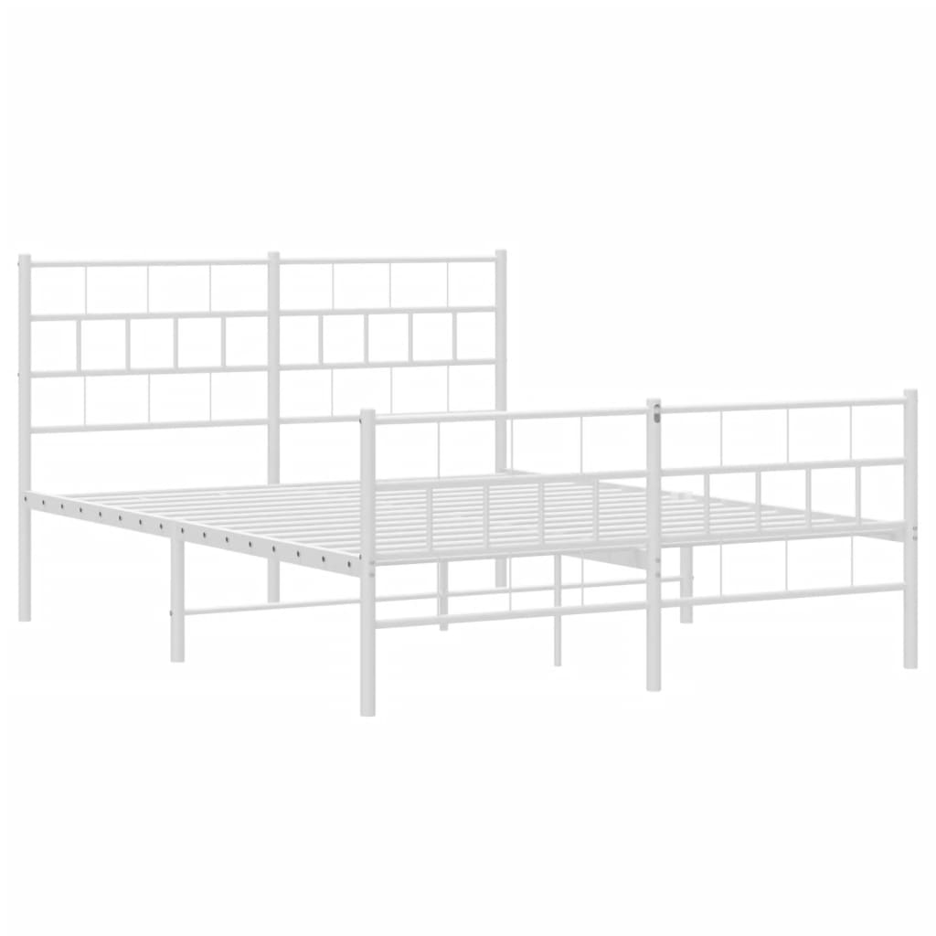 vidaXL Metal Bed Frame without Mattress with Footboard White 59.1"x78.7"