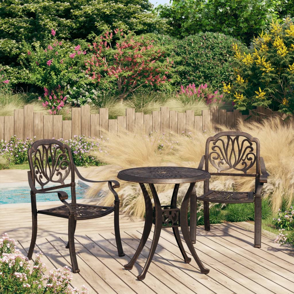 vidaXL 3 Piece Bistro Set Cast Aluminum Bronze