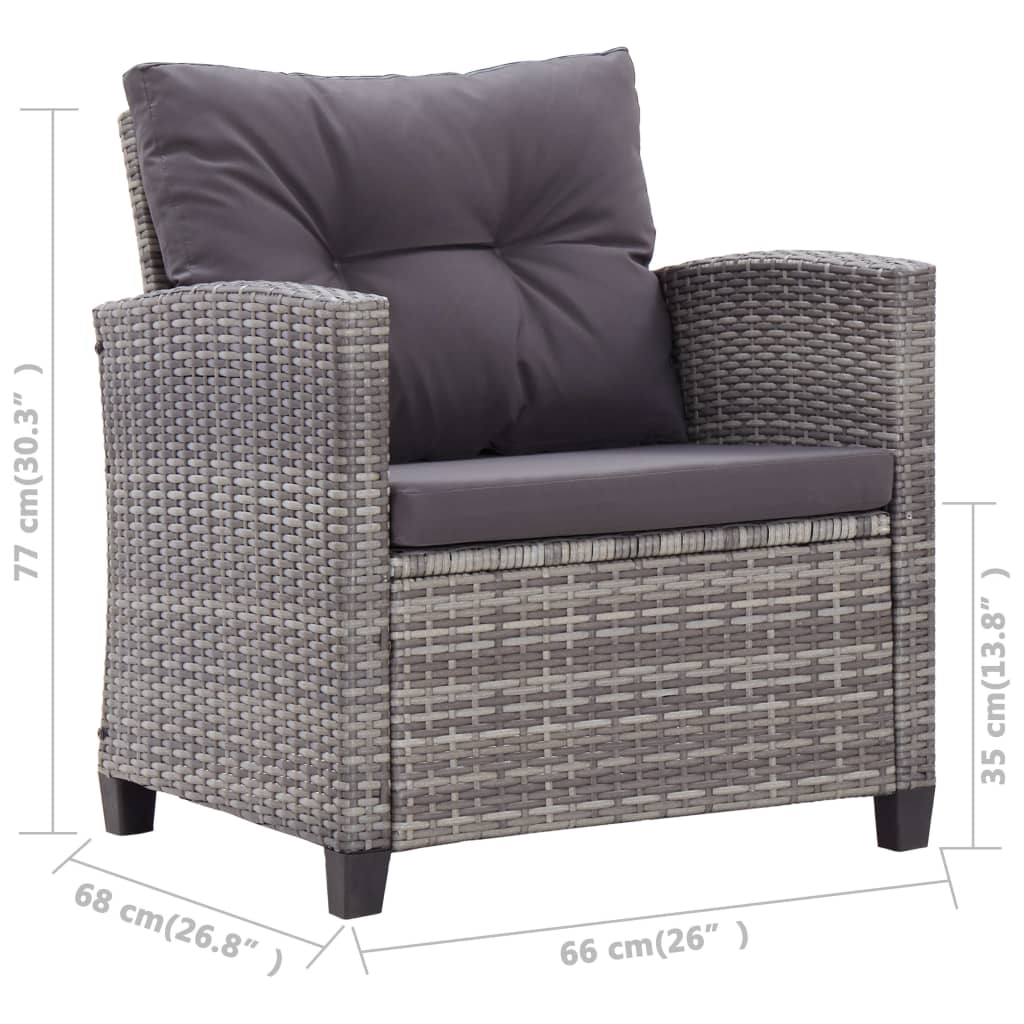 vidaXL 6 Piece Patio Sofa Set with Cushions Poly Rattan Dark Gray