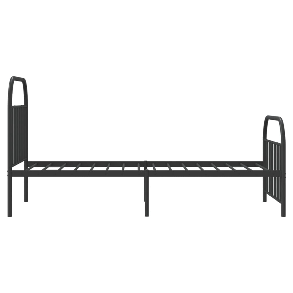 vidaXL Metal Bed Frame without Mattress with Footboard Black 39.4"x74.8"