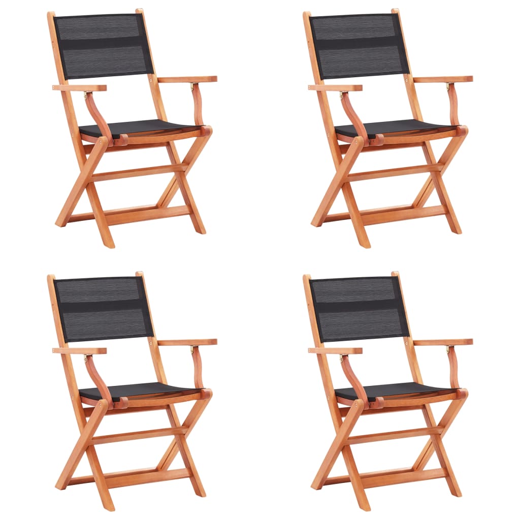 vidaXL Folding Patio Chairs 4 pcs Solid Eucalyptus Wood&Textilene