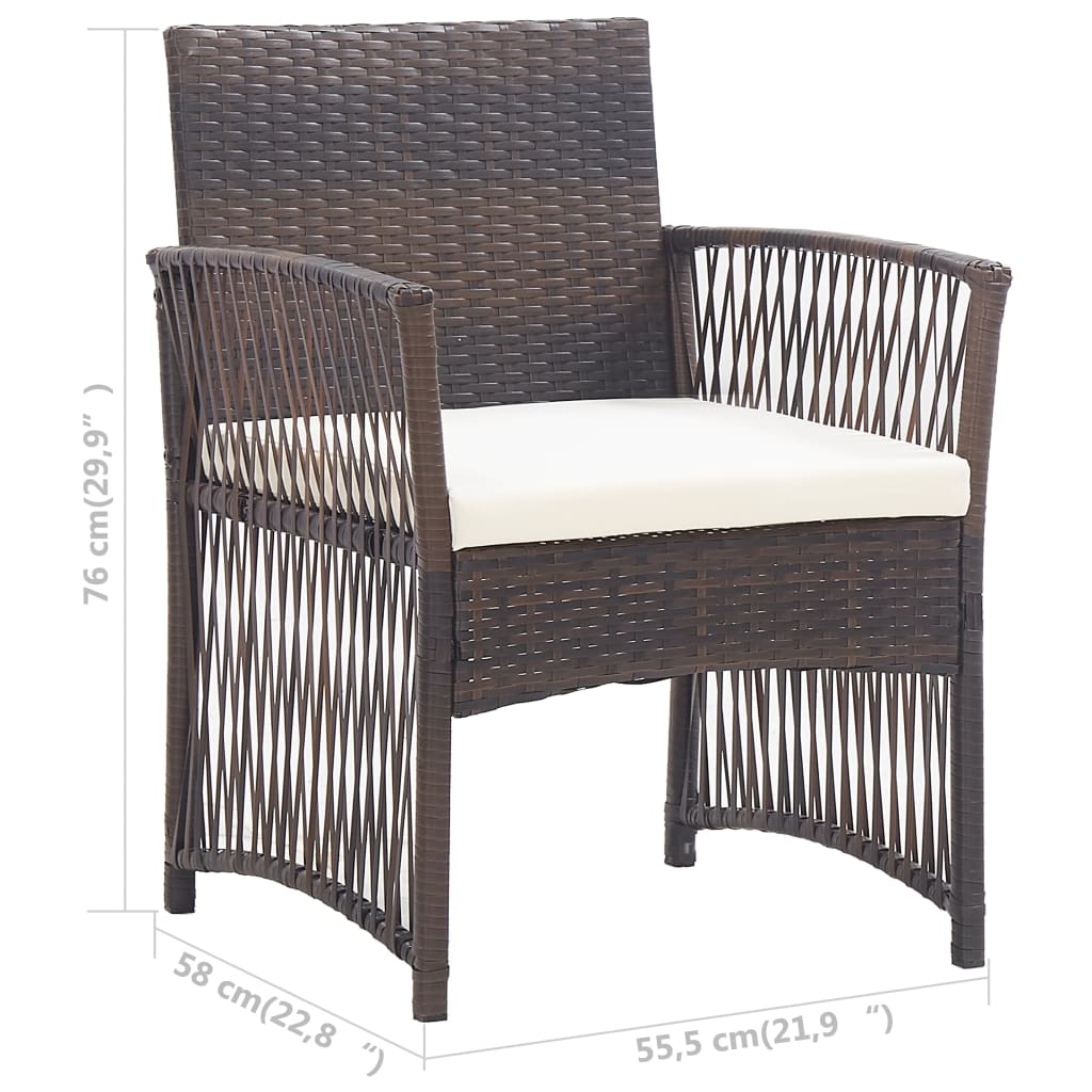 vidaXL 4 Piece Patio Lounge Set with Cushion Poly Rattan Brown