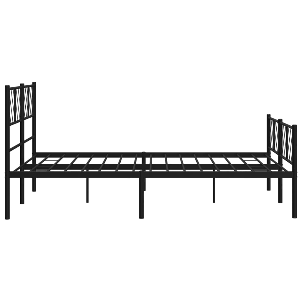 vidaXL Metal Bed Frame without Mattress with Footboard Black 53.1"x74.8"