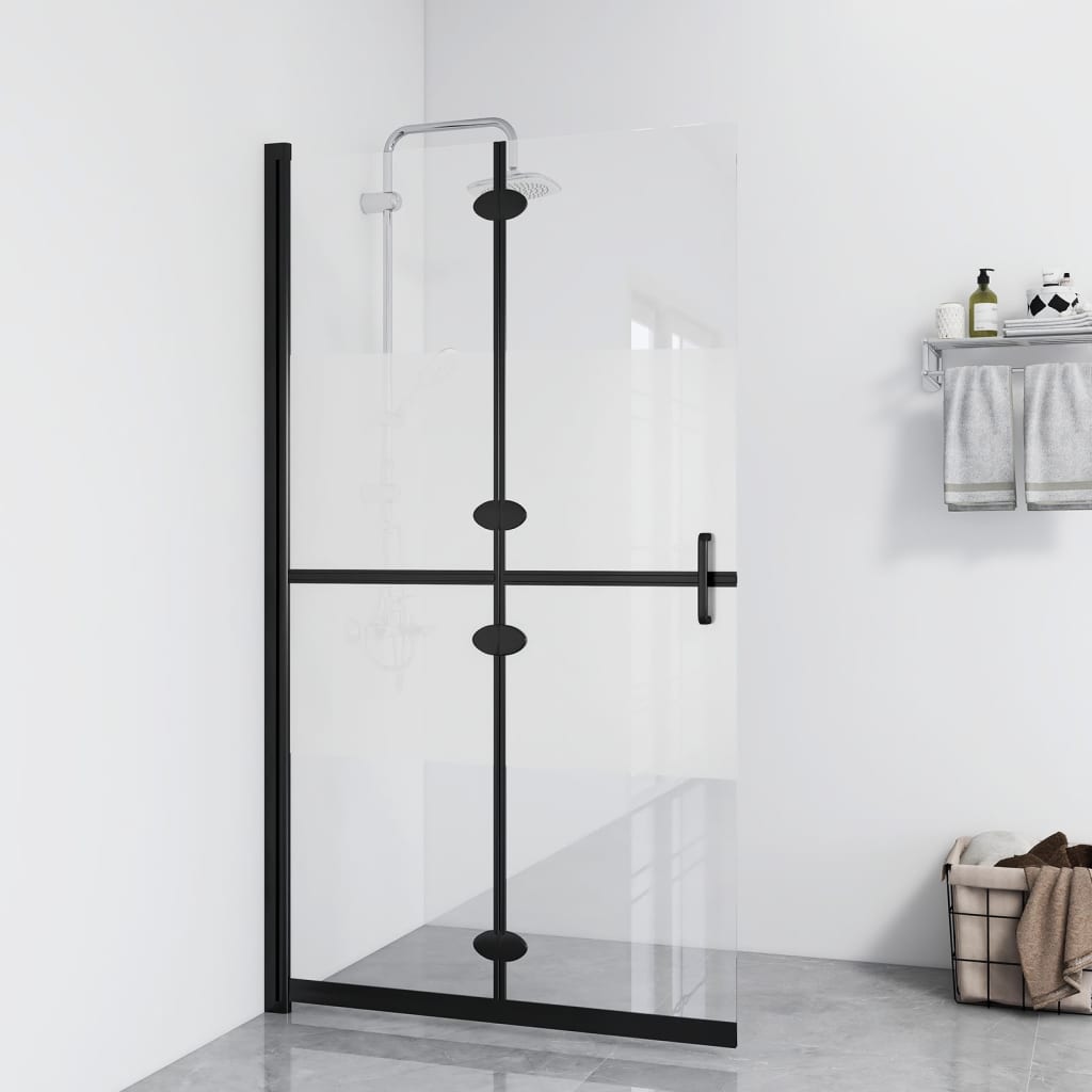 vidaXL Foldable Walk-in Shower Wall Half Frosted ESG Glass 39.4"x74.8"