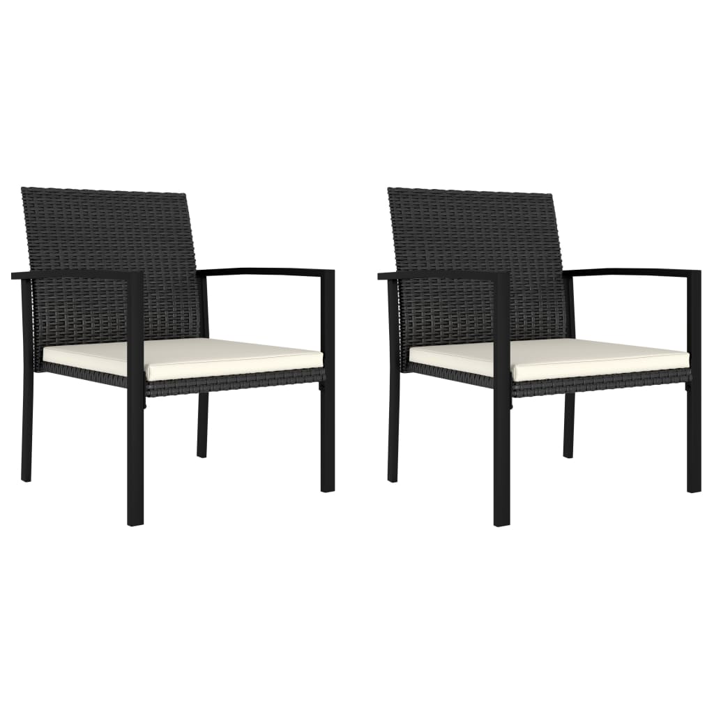 vidaXL 3 Piece Patio Dining Set Poly Rattan Black