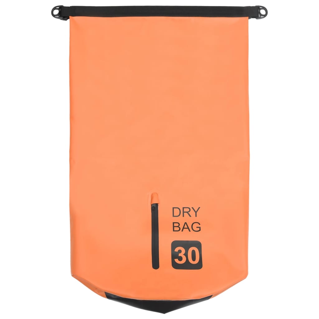 vidaXL Dry Bag with Zipper Orange 7.9 gal PVC