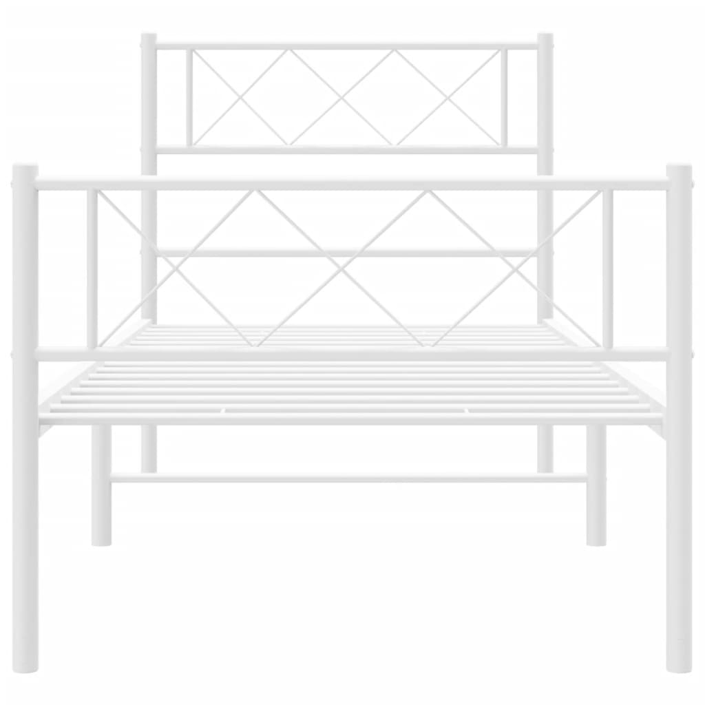 vidaXL Metal Bed Frame without Mattress with Footboard White 39.4"x78.7"