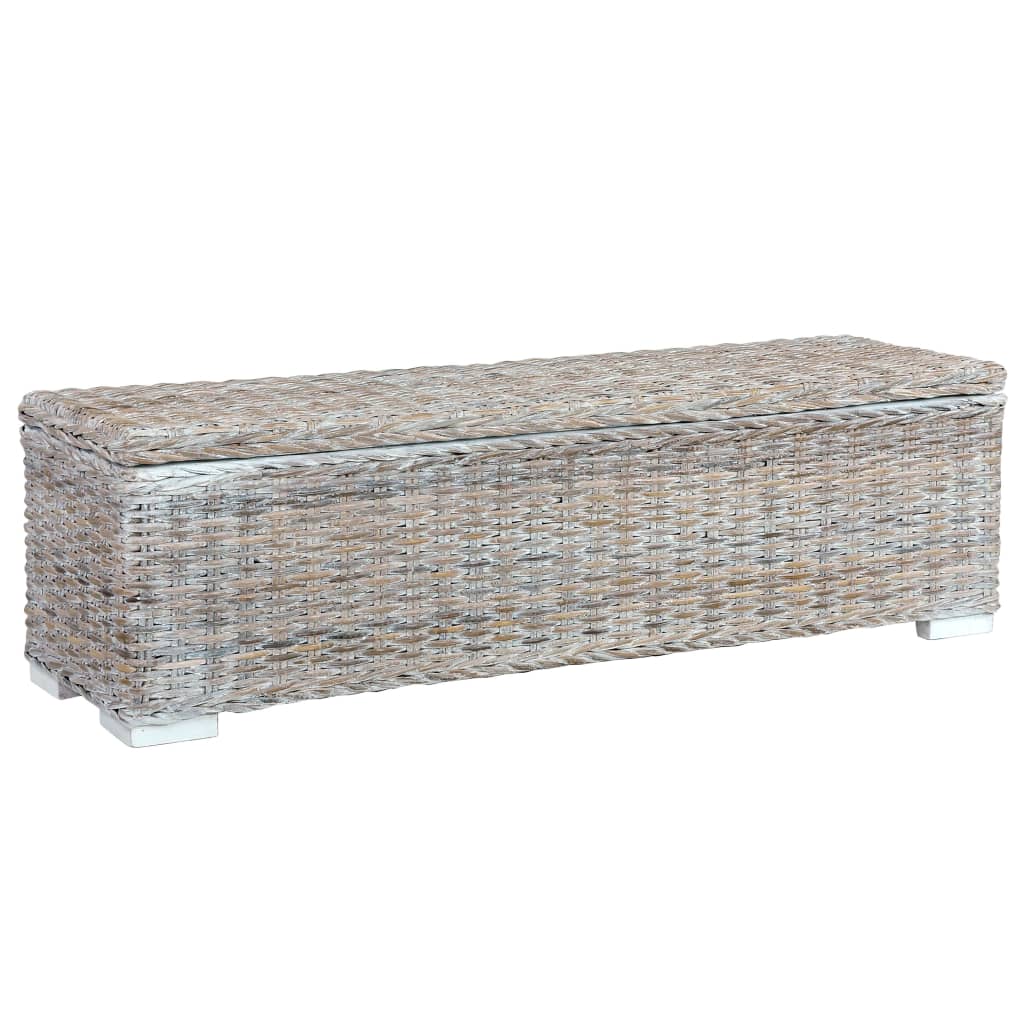 vidaXL Storage Box 47.2" White Kubu Rattan and Solid Mango Wood