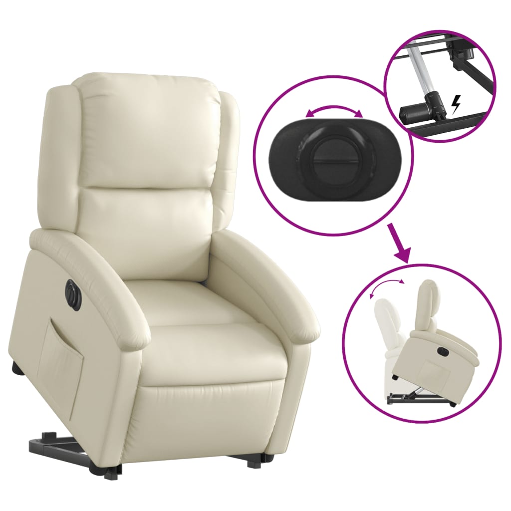 vidaXL Electric Stand up Recliner Chair Cream Faux Leather