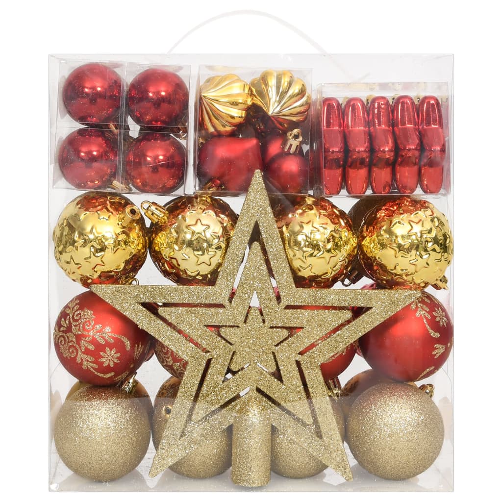 vidaXL 70 Piece Christmas Bauble Set Gold and Red