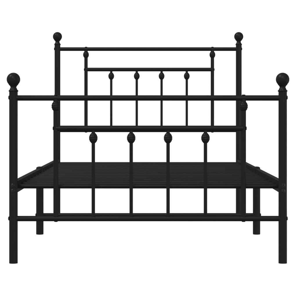 vidaXL Metal Bed Frame without Mattress with Footboard Black 39.4"x74.8"