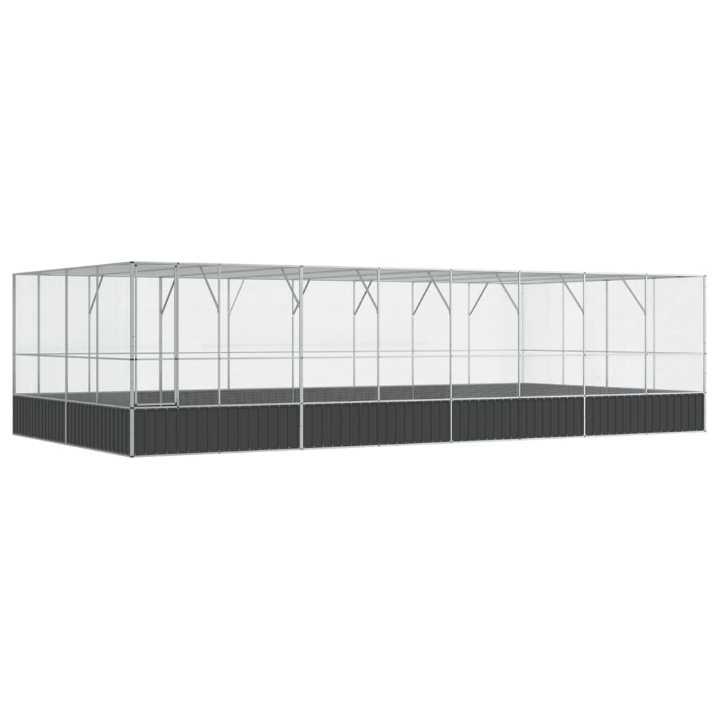 vidaXL Aviary with Extension Silver 327.6"x163"x83.5" Steel