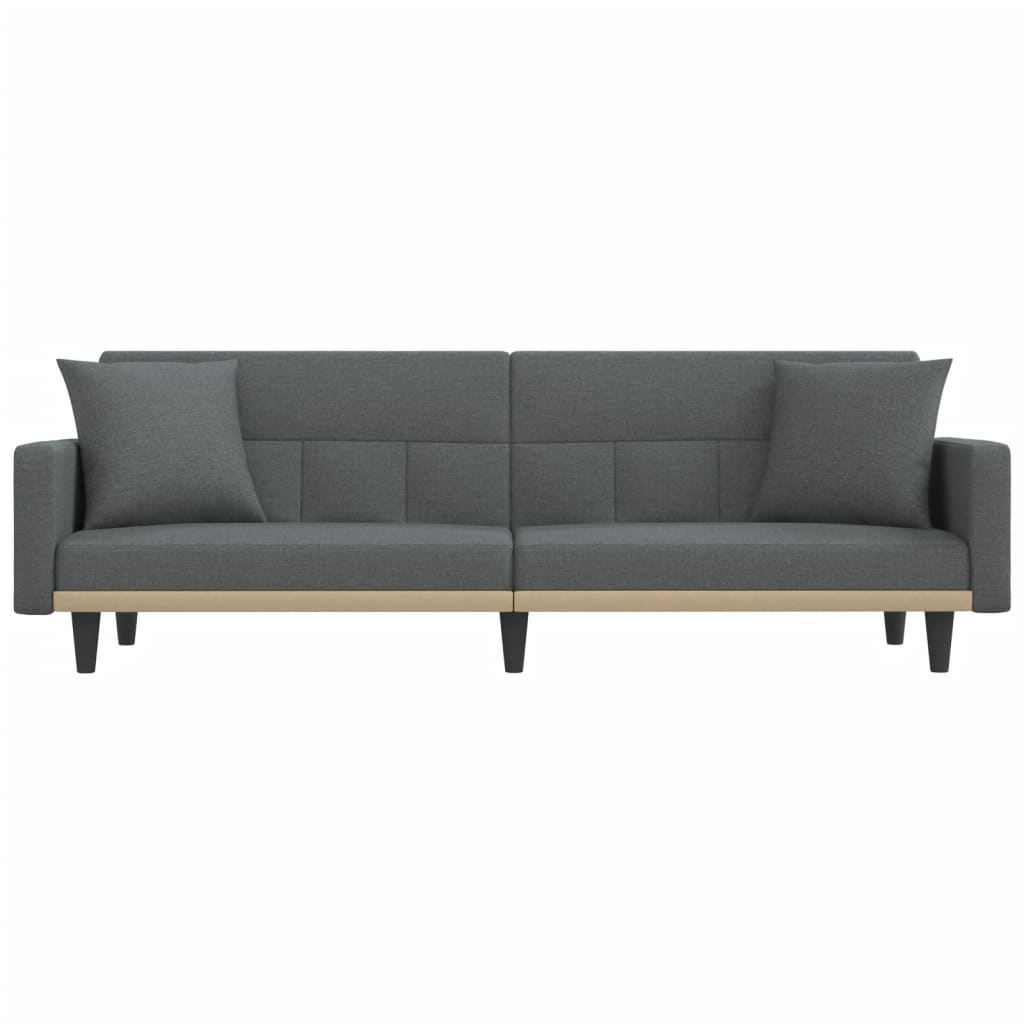 vidaXL Sofa Bed with Cushions Dark Gray Fabric