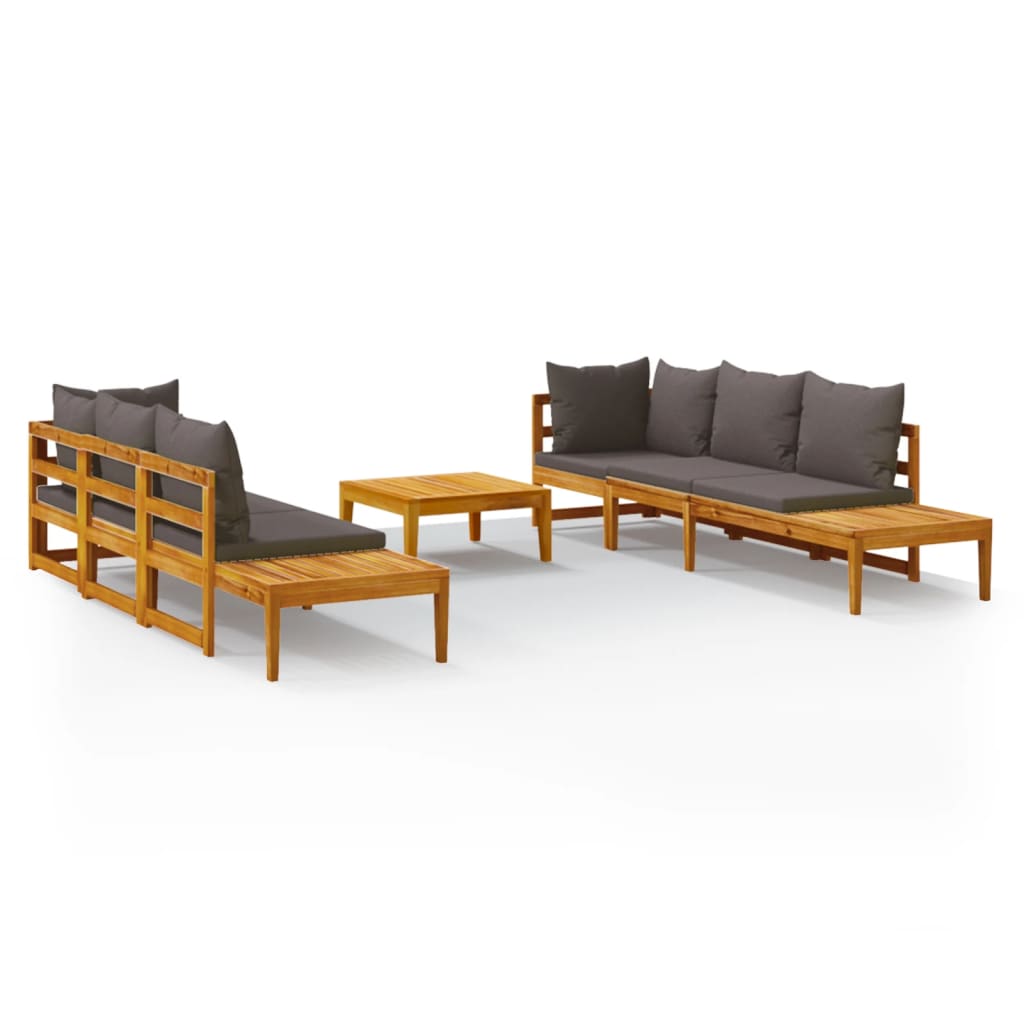 vidaXL 5 Piece Patio Lounge Set with Dark Gray Cushions Acacia Wood