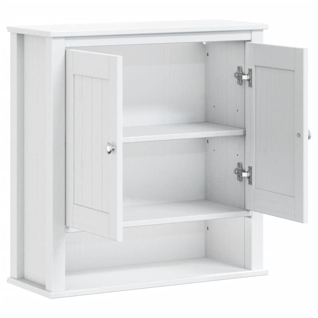 vidaXL Bathroom Wall Cabinet BERG White 27.4"x10.6"x28.1" Solid Wood