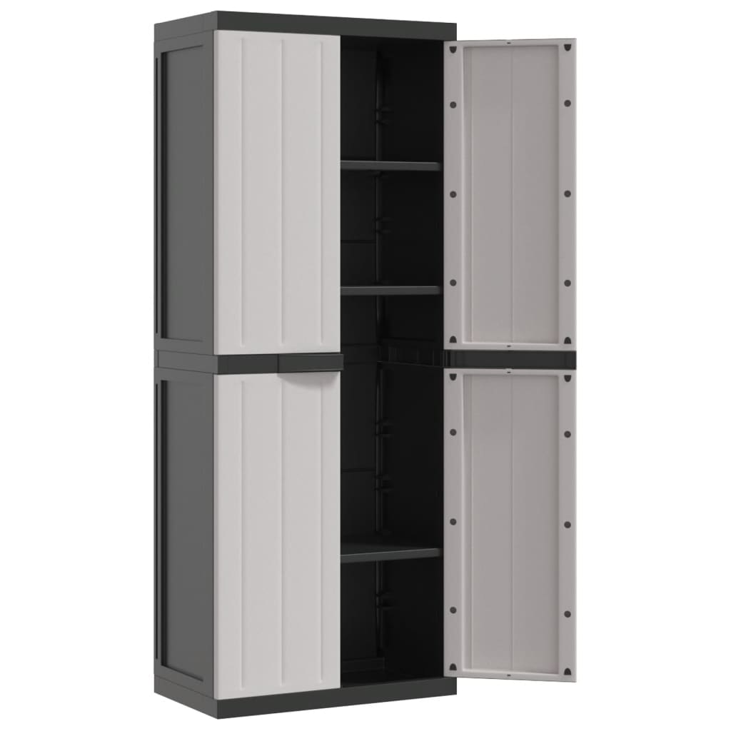 vidaXL Outdoor Storage Cabinet Gray and Black 25.6"x14.6"x65" PP