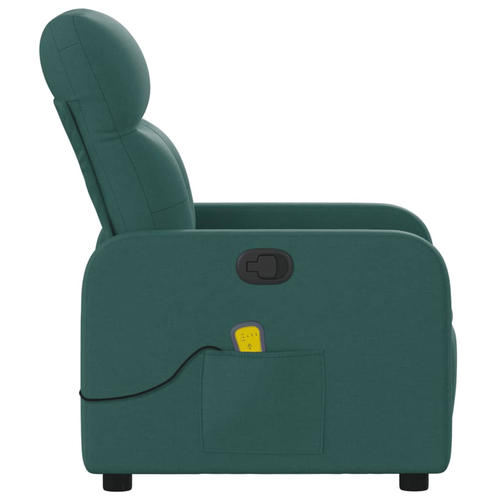 vidaXL Massage Recliner Chair Dark Green Fabric