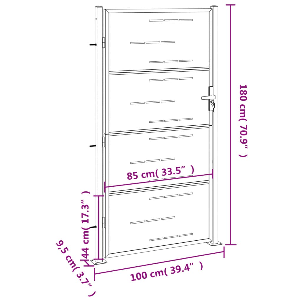 vidaXL Garden Gate 39.4"x70.9" Stainless Steel