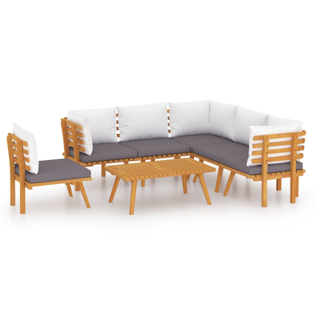 vidaXL 7 Piece Patio Lounge Set with Cushions Solid Acacia Wood