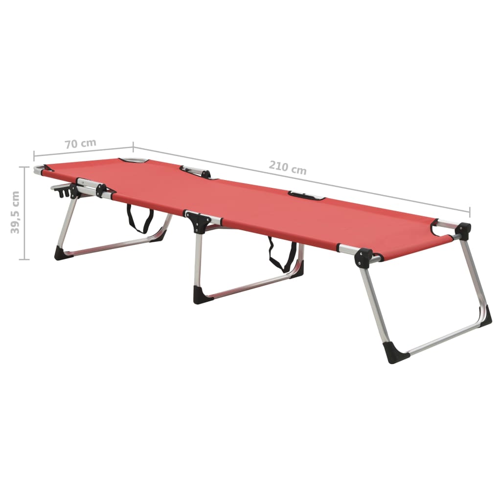 vidaXL Extra High Folding Senior Sunbed Red Aluminum