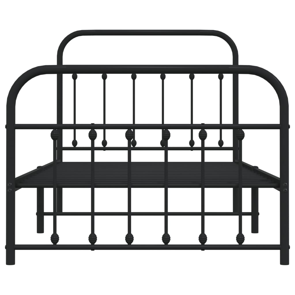 vidaXL Metal Bed Frame without Mattress with Footboard Black 39.4"x74.8"