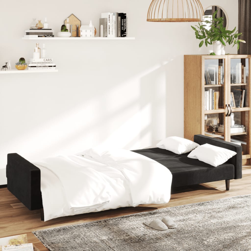 vidaXL 2-Seater Sofa Bed Black Velvet