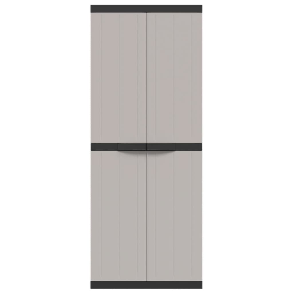 vidaXL Outdoor Storage Cabinet Gray and Black 25.6"x14.6"x65" PP