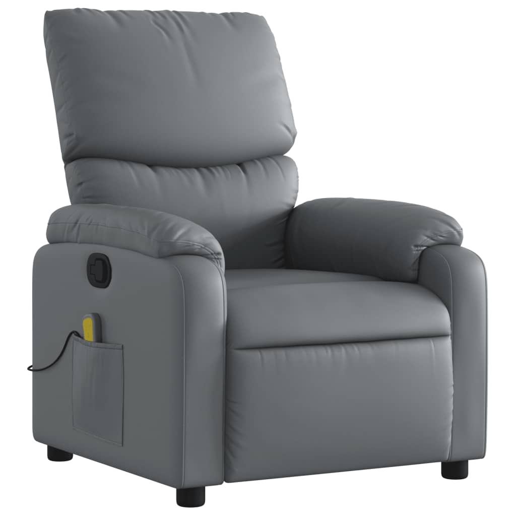 vidaXL Massage Recliner Chair Gray Faux Leather