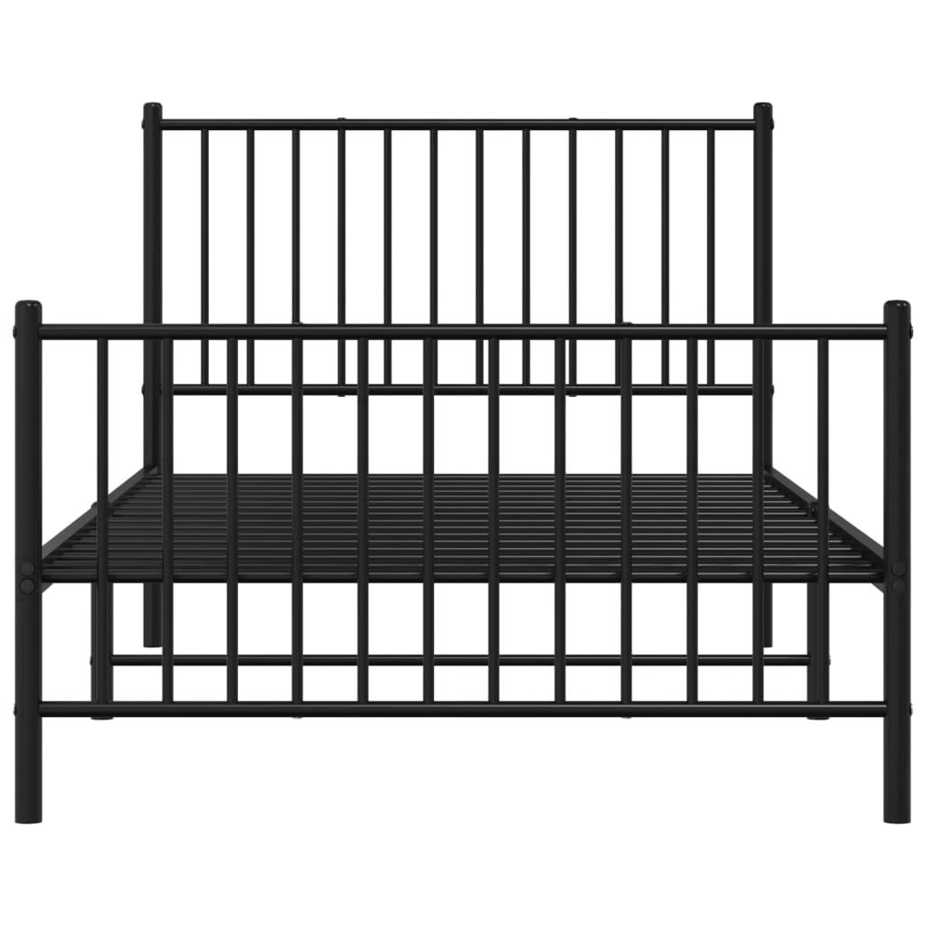 vidaXL Metal Bed Frame without Mattress with Footboard Black 39.4"x74.8"