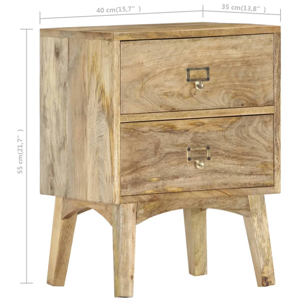 vidaXL Bedside Cabinet 15.7"x13.8"x21.7" Solid Mango Wood