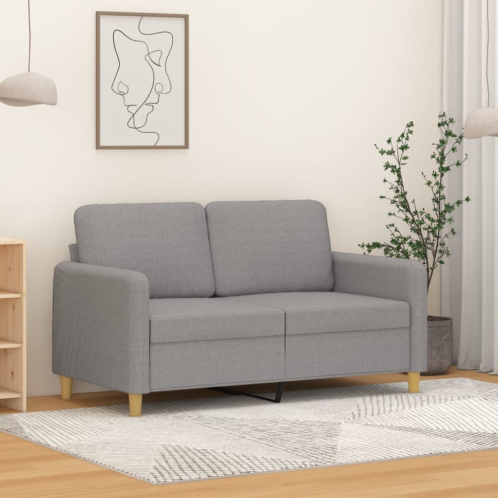 vidaXL 2-Seater Sofa Light Gray 47.2" Fabric