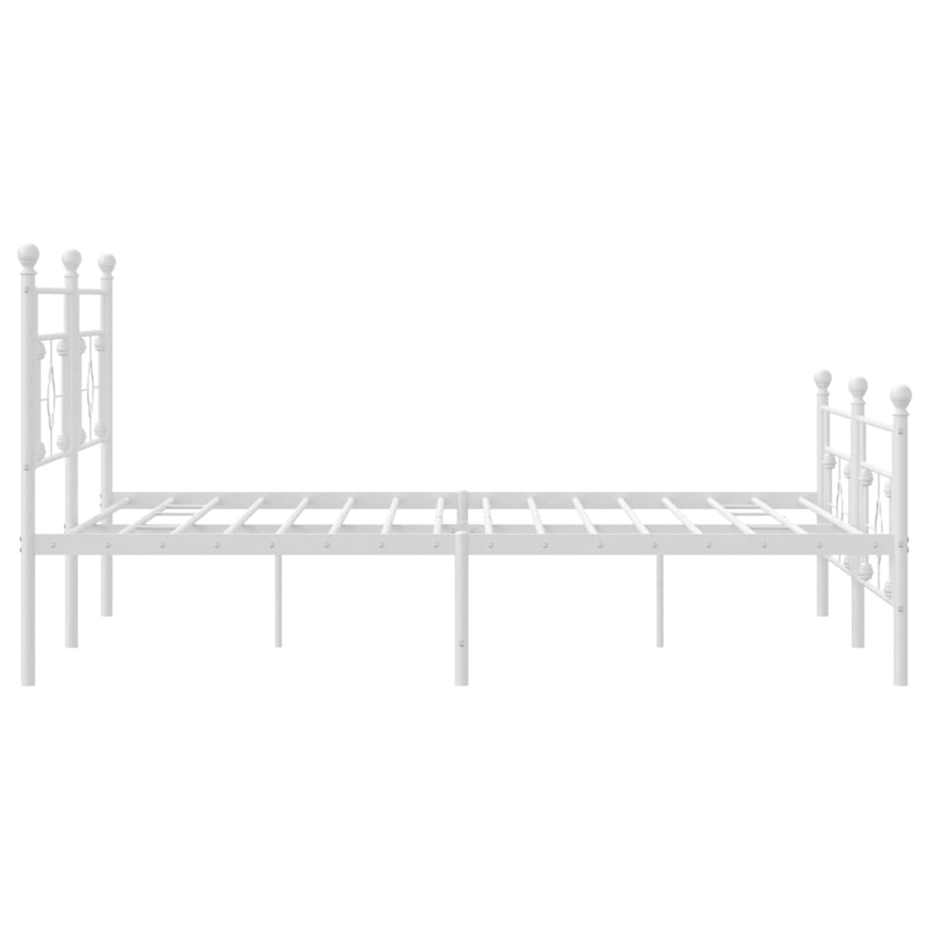 vidaXL Metal Bed Frame without Mattress with Footboard White 76"x79.9"