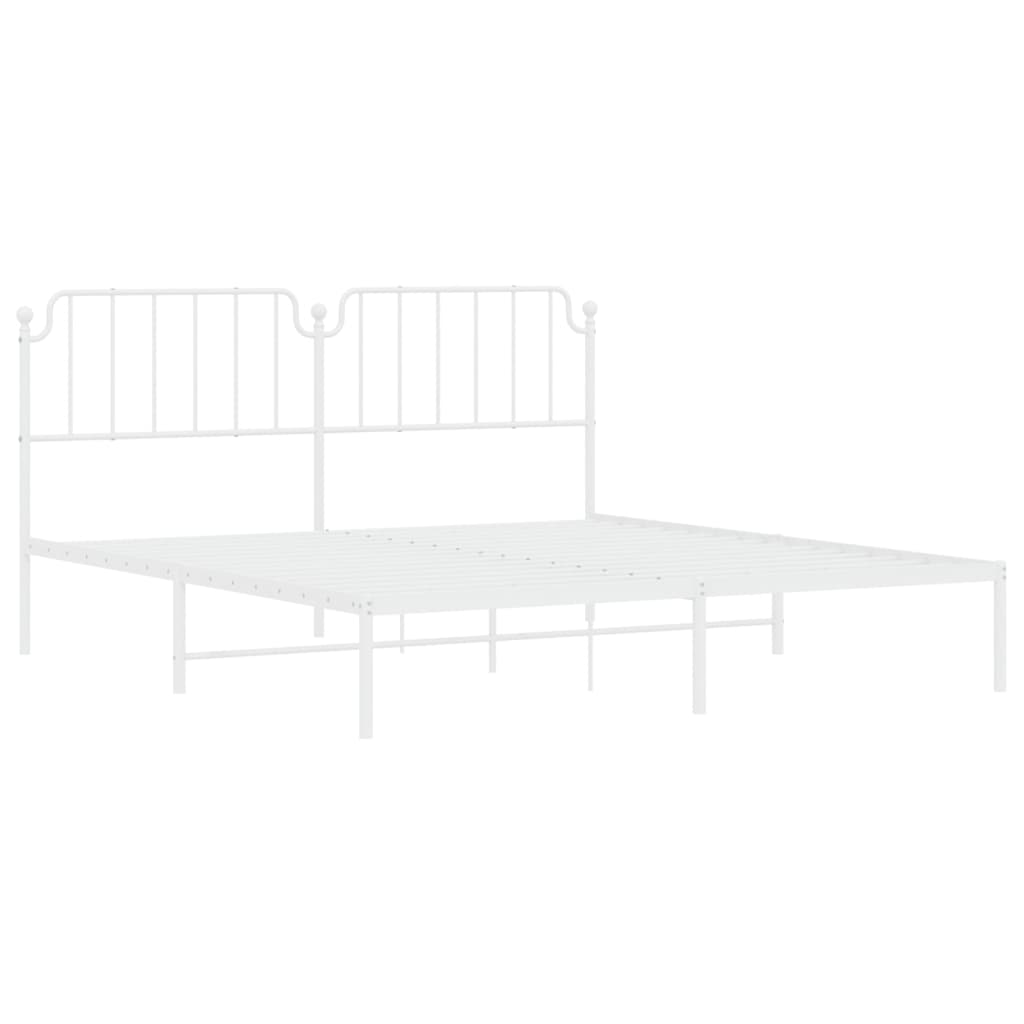 vidaXL Metal Bed Frame without Mattress with Headboard White 72"x83.9"