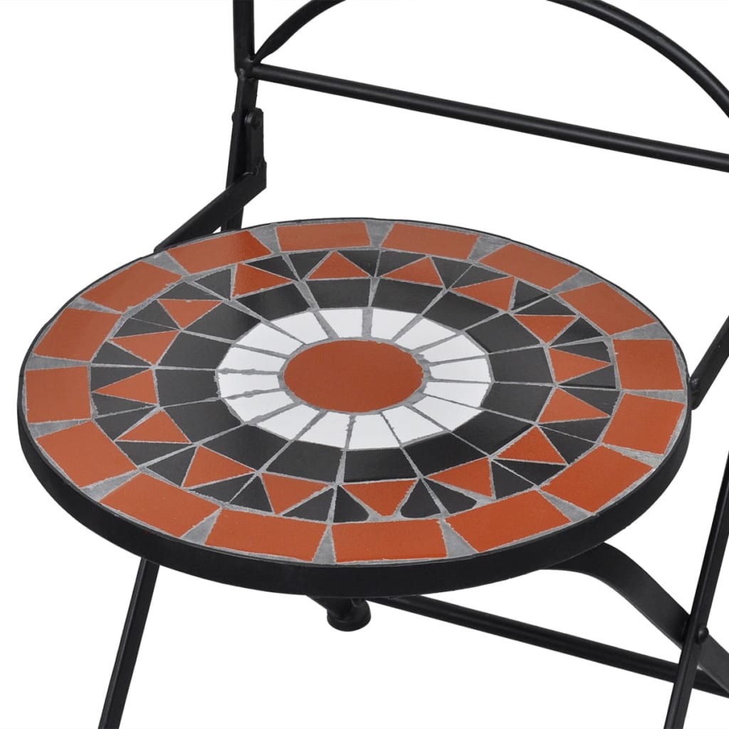 vidaXL 3 Piece Bistro Set Ceramic Tile Terracotta and White