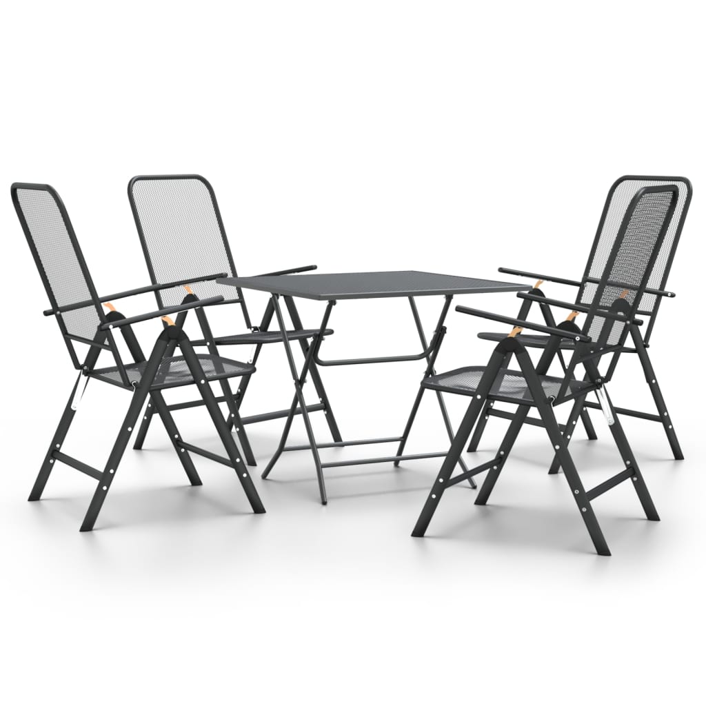 vidaXL 5 Piece Patio Dining Set Expanded Metal Mesh Anthracite