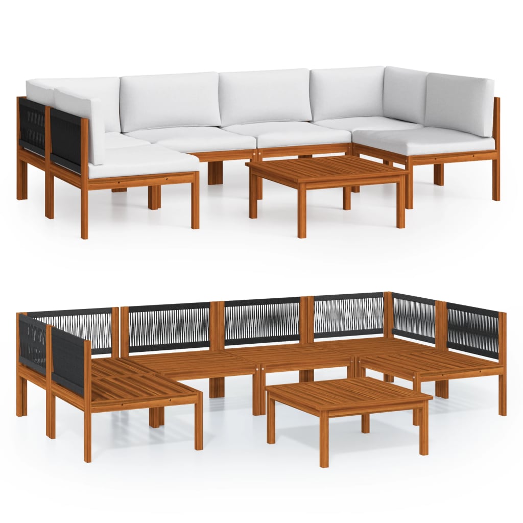 vidaXL 7 Piece Patio Lounge Set with Cushions Cream Solid Acacia Wood