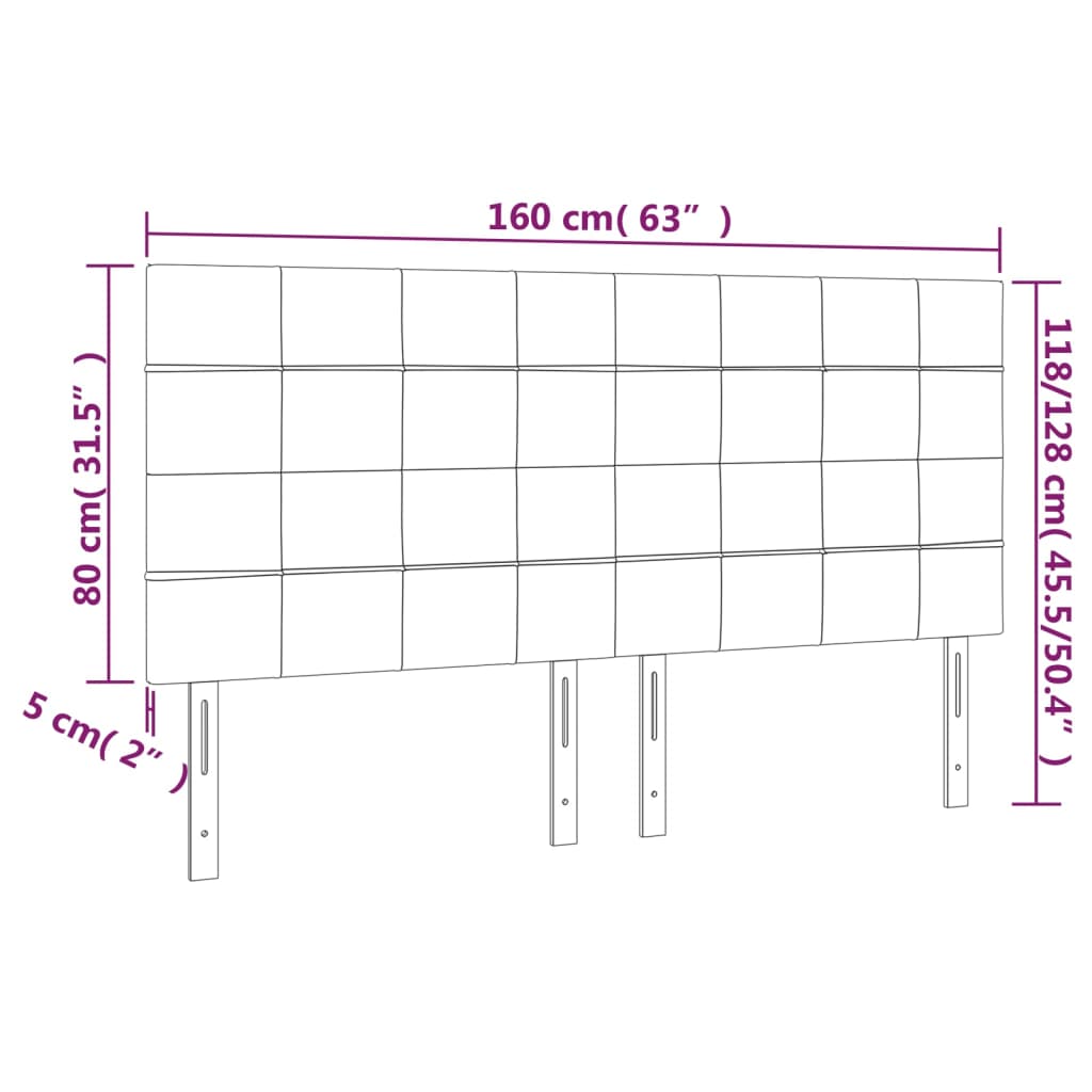 vidaXL LED Headboard Dark Gray 63"x2"x46.5"/50.4" Fabric