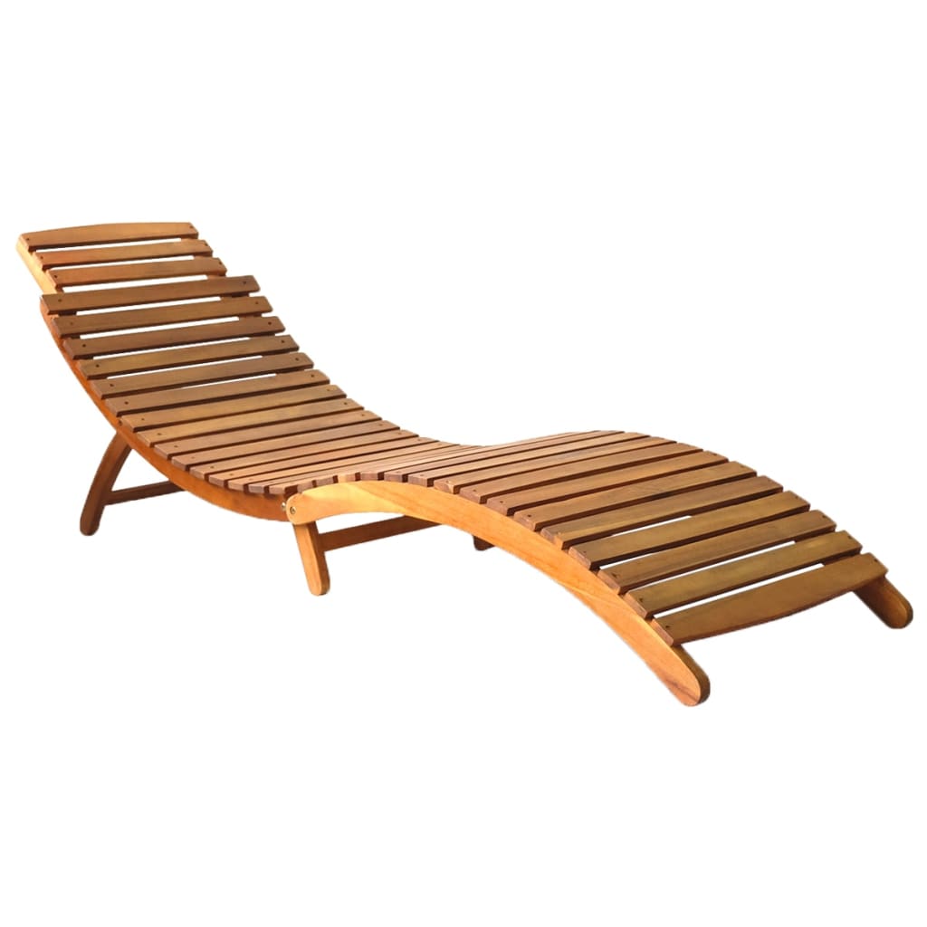 vidaXL Patio Sun Lounger with Cushion Solid Acacia Wood