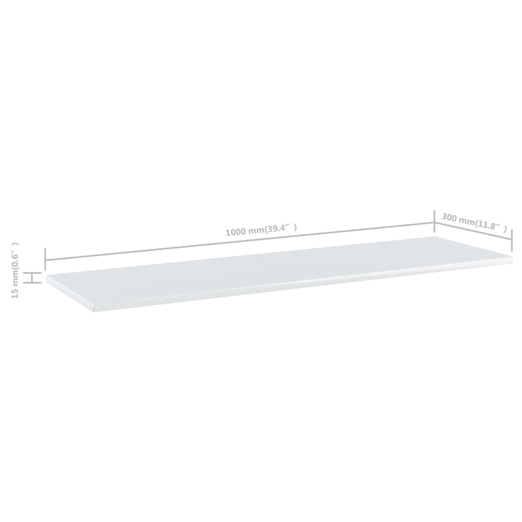 vidaXL Bookshelf Boards 8 pcs High Gloss White 39.4"x11.8"x0.6" Engineered Wood