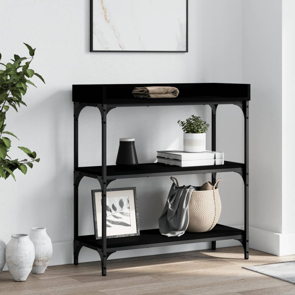 vidaXL Console Table with Shelves Black 29.5"x11.8"x31.5"