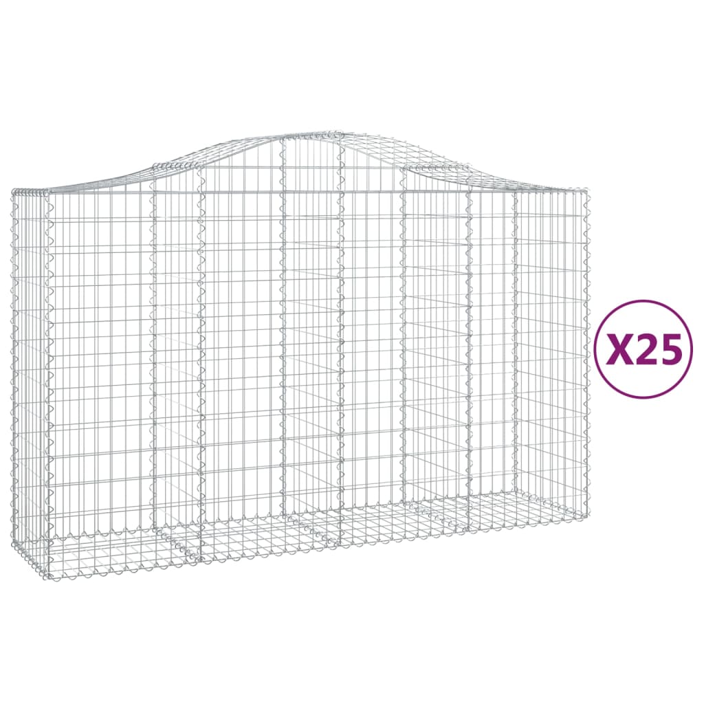 vidaXL Arched Gabion Baskets 25 pcs 78.7"x19.7"x47.2"/55.1" Galvanized Iron