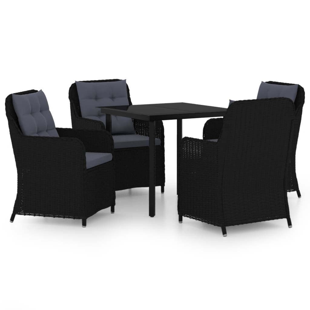 vidaXL 5 Piece Patio Dining Set Black