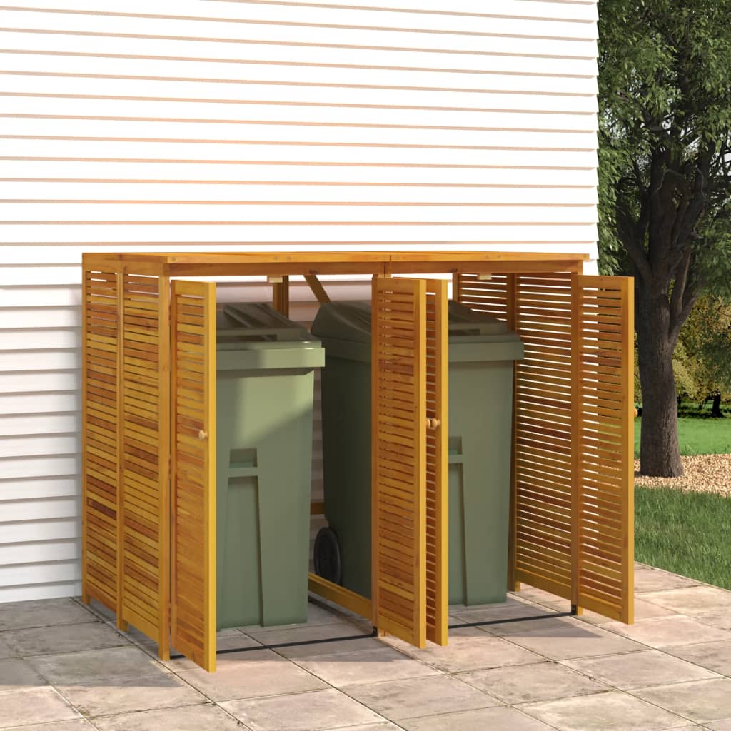 vidaXL Double Garbage Bin Shed 55.1"x35"x46.1" Solid Wood Acacia