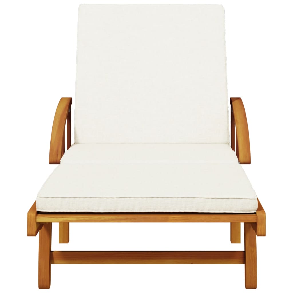 vidaXL Sun Lounger with Cushion and Table Solid Wood Acacia