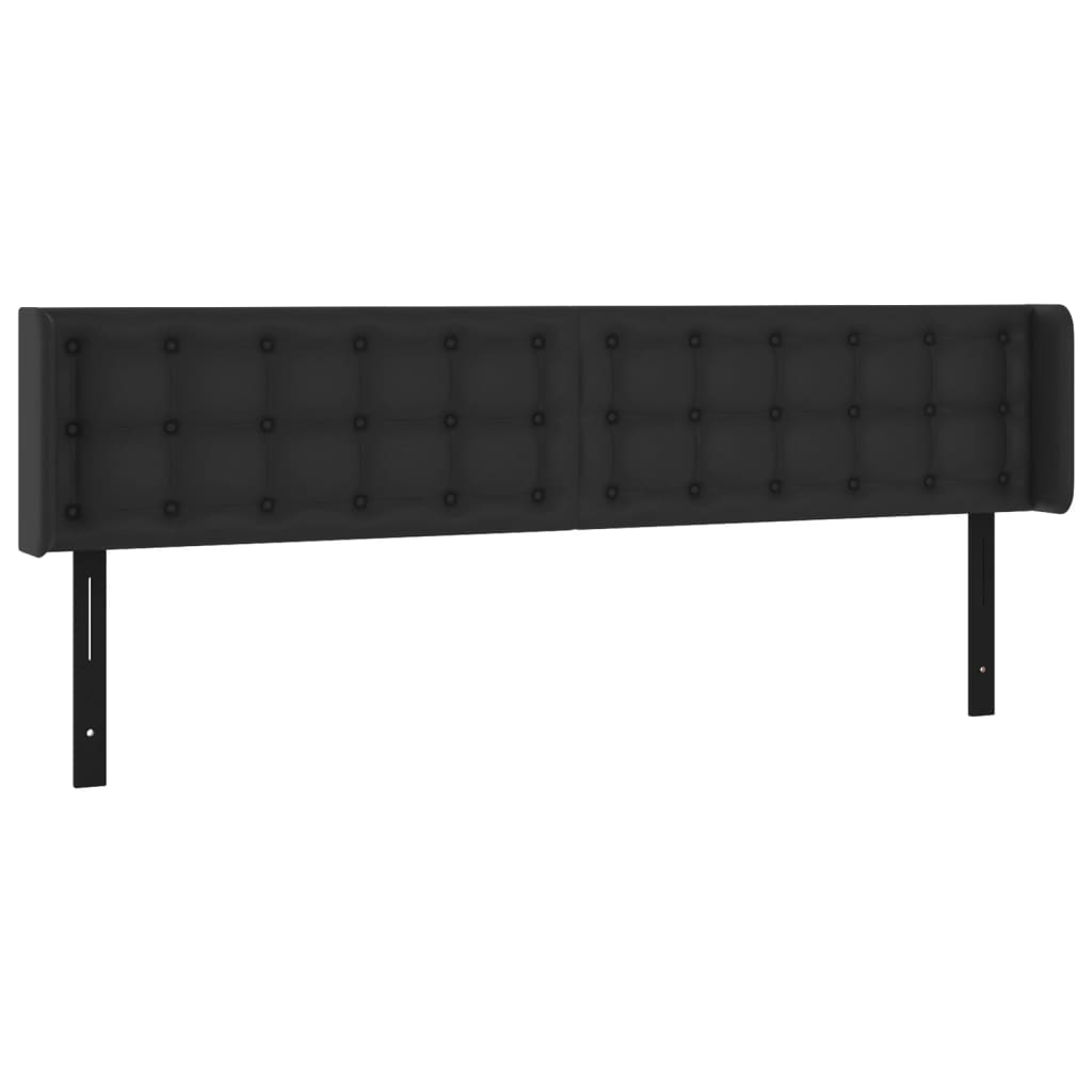 vidaXL LED Headboard Black 72"x6.3"x30.7"/34.6" Faux Leather